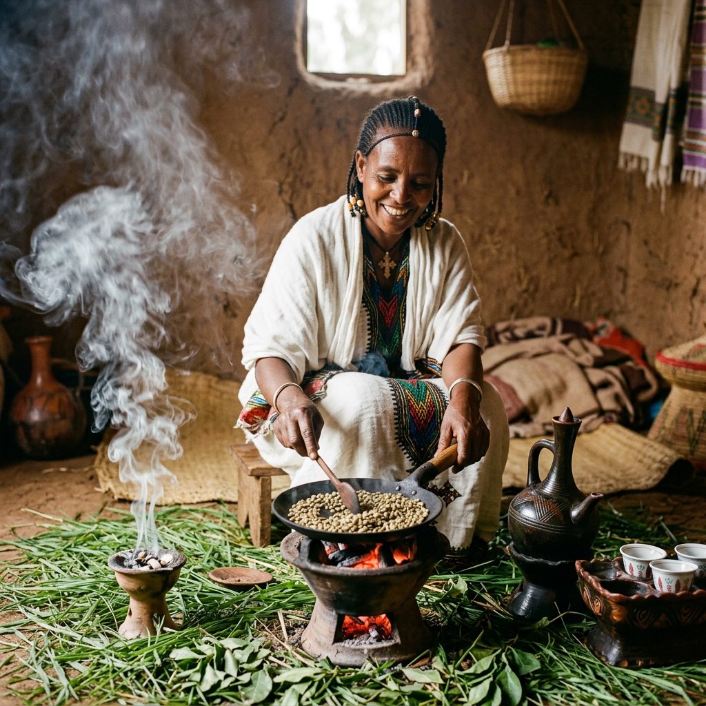 Cerimônia tradicional etíope do café
